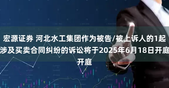 宏源证券 河北水工集团作为被告/被上诉人的1起涉及买卖合同纠纷的诉讼将于2025年6月18日开庭